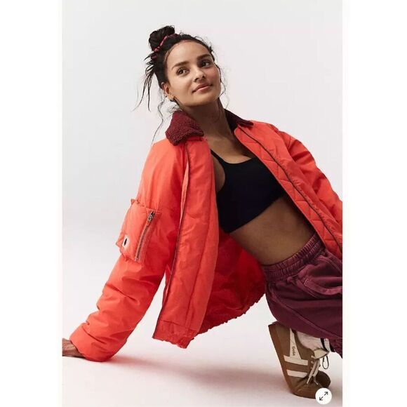 NWT Free People Movement Jacket Outpost Bomber Puffer Cherry Tomato - Picture 2 of 10